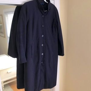 Navy Blue Button Winter Jacket with Removable Lining